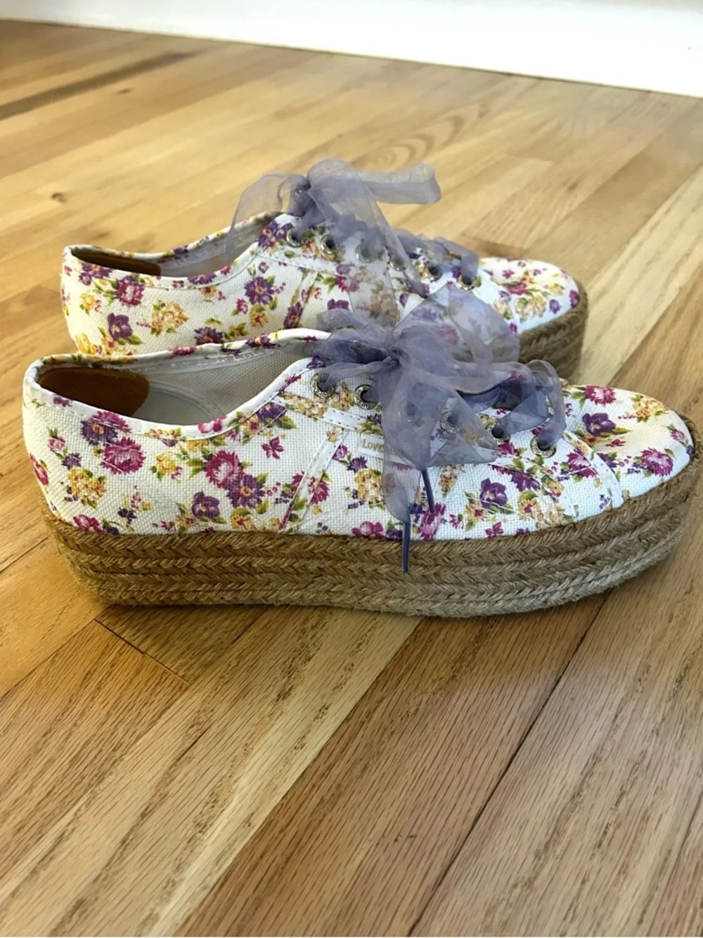 LOVESHACKFANCY x SUPERGA platform espadrille sneaker floral size 9.5